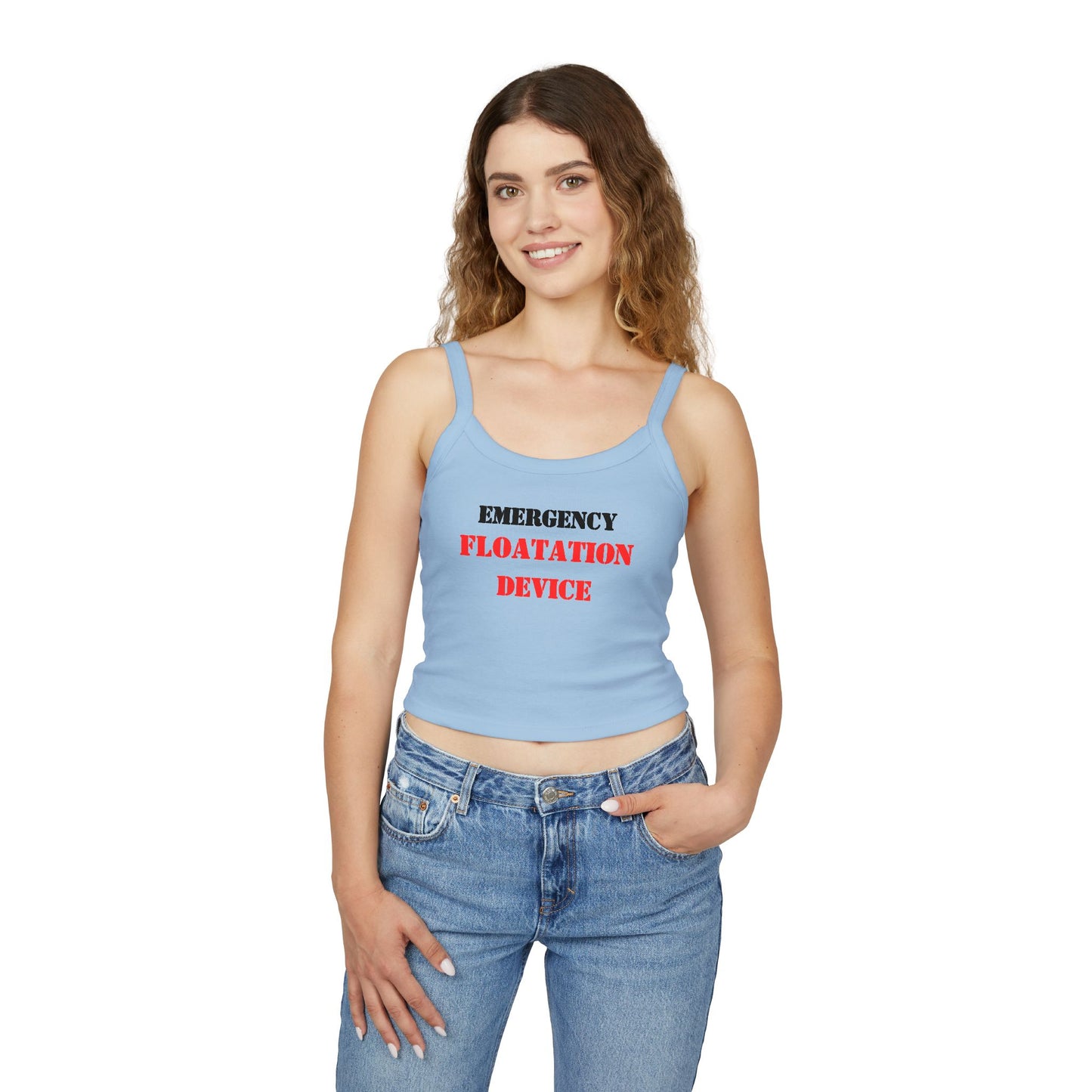 “Emergency Floatation Device” Women’s Spaghetti-Strap Tank — Because You’re Too Hot to Sink
