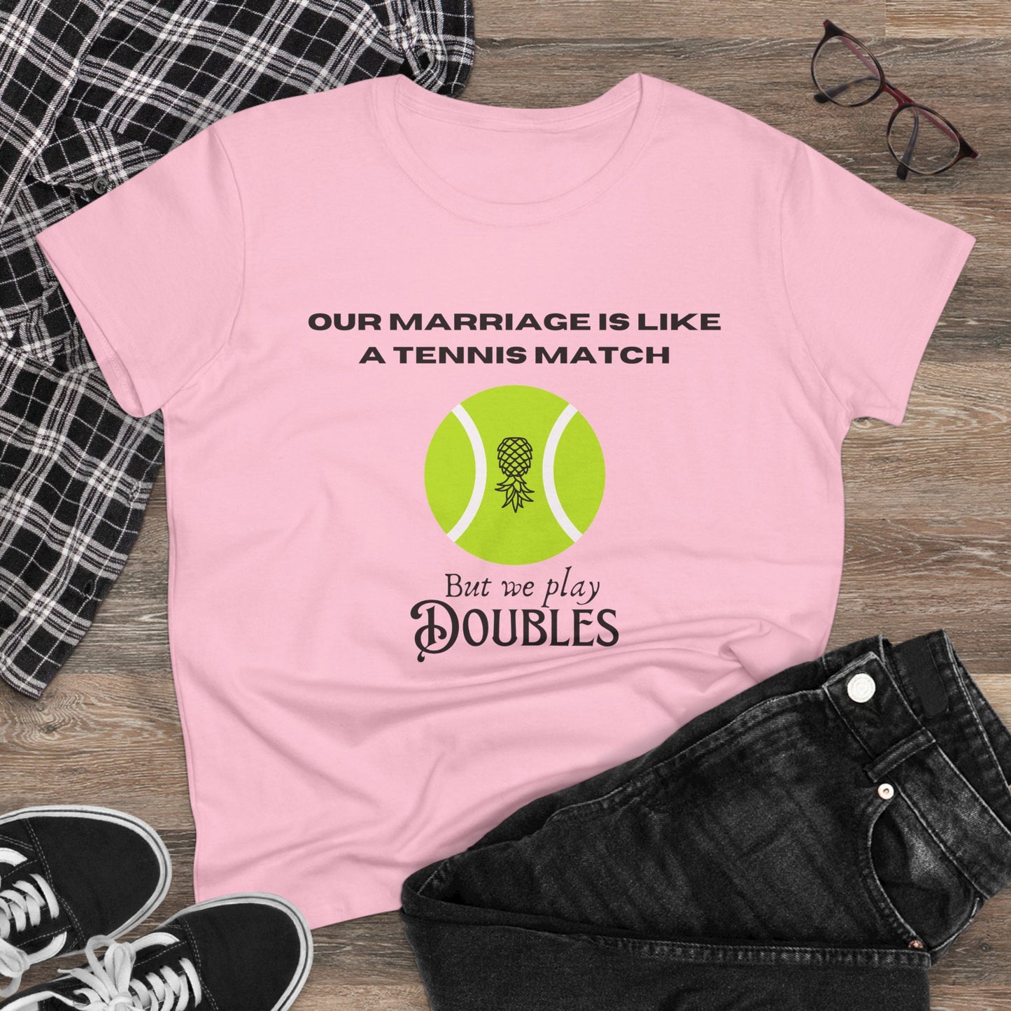 ‘We Play Doubles’ Women's Midweight Cotton Tee