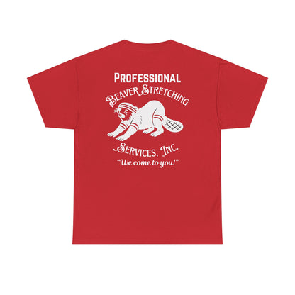 Professional Beaver Stretching Services - Heavy Cotton Tee (Two Sided Print)