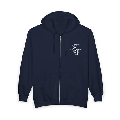 F & F Front Logo Monogram Full Zip Unisex Hoodie