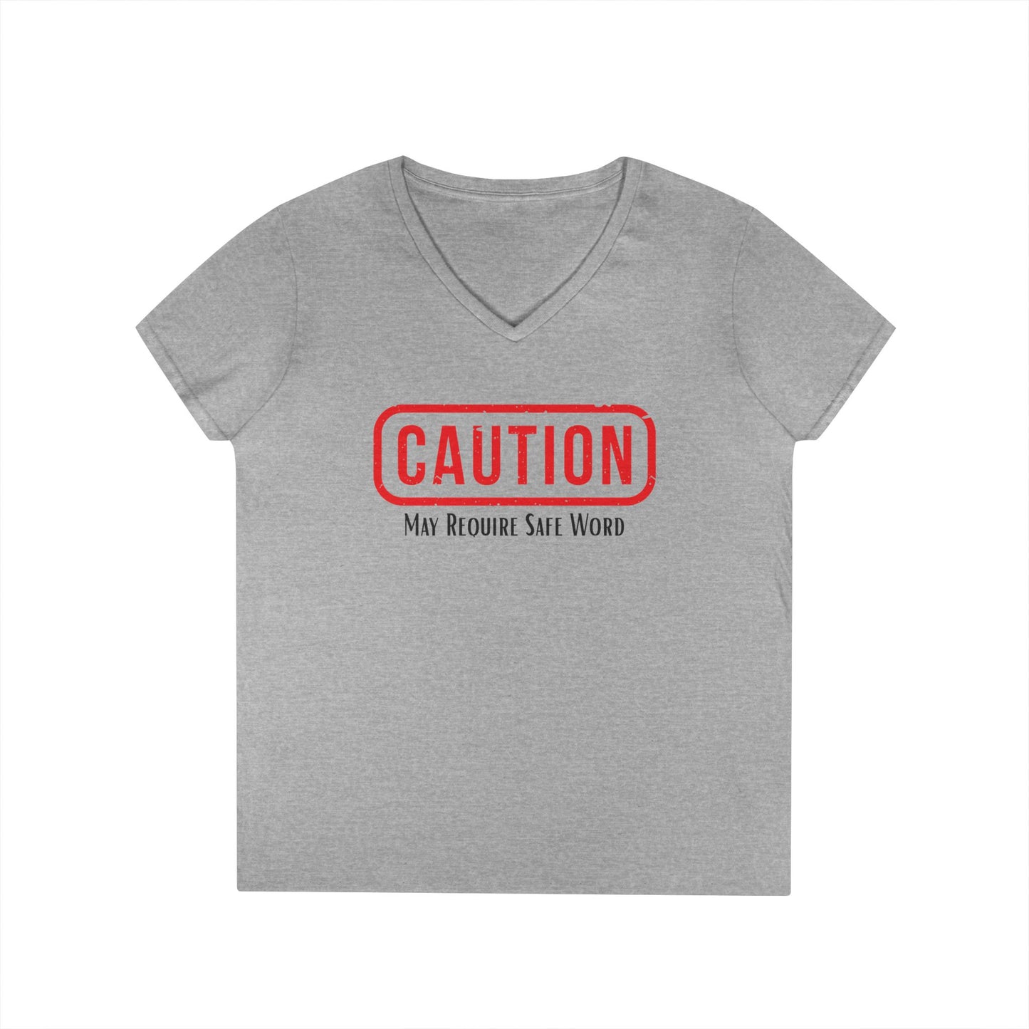 Caution May Require Safe Word - Fitted V-Neck Tee
