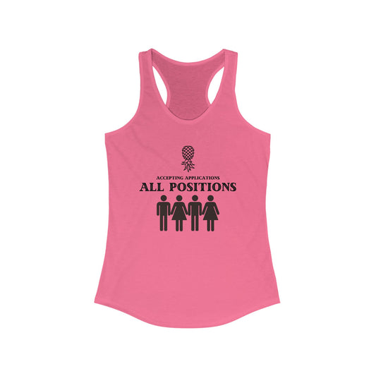 ‘Accepting Applications’ Couple's Remix Women's Ideal Racerback Tank