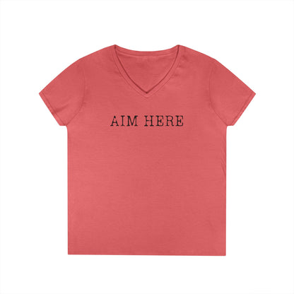 Aim Here - Fitted V-Neck Tee