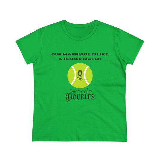 ‘We Play Doubles’ Women's Midweight Cotton Tee