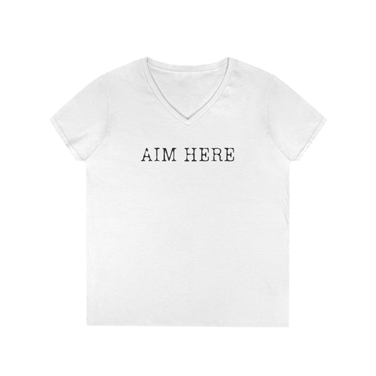 Aim Here - Fitted V-Neck Tee