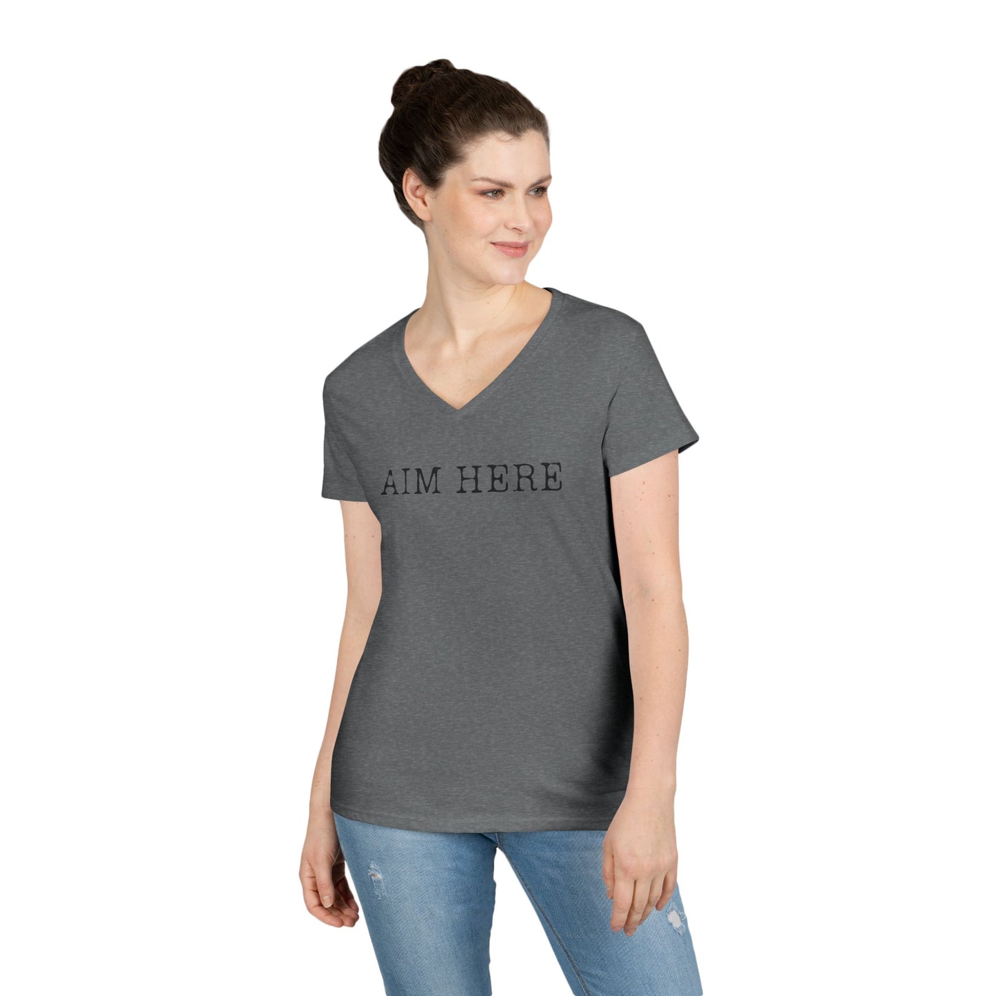 Aim Here - Fitted V-Neck Tee