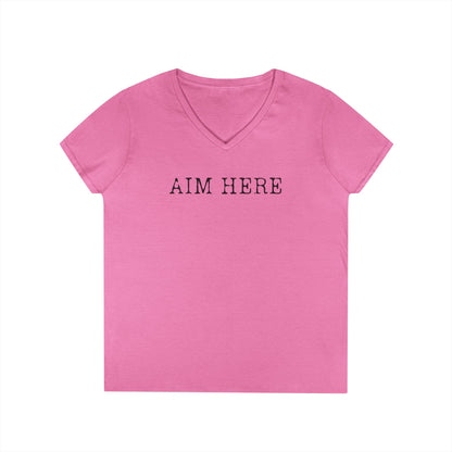 Aim Here - Fitted V-Neck Tee