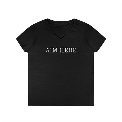 Aim Here - Fitted V-Neck Tee