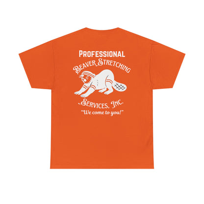Professional Beaver Stretching Services - Heavy Cotton Tee (Two Sided Print)