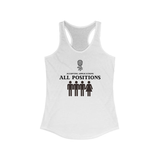 ‘Accepting Applications MMMF’ Women's Ideal Racerback Tank