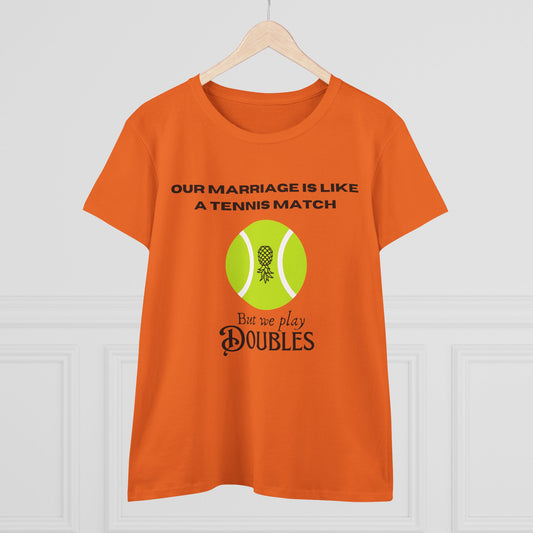 ‘We Play Doubles’ Women's Midweight Cotton Tee
